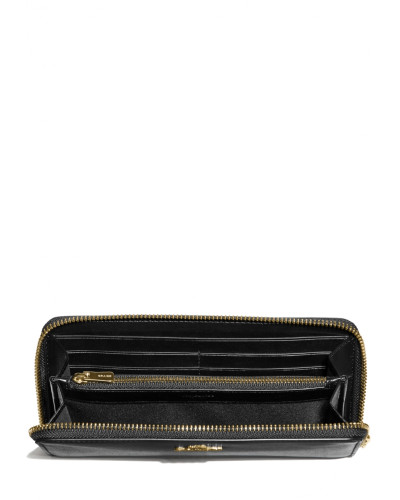 Portefeuille accordéon mince à zip COACH 73738 Noir