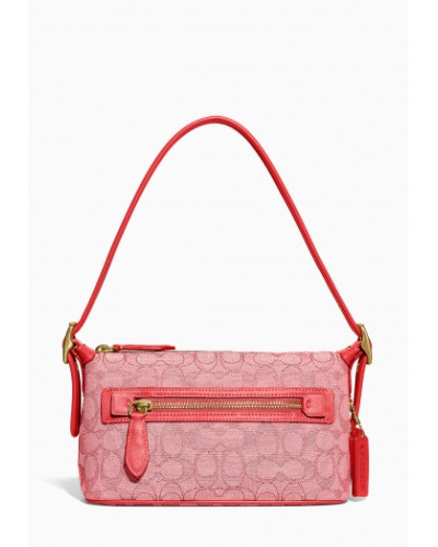 Sac DEMI en jacquard signature COACH CE736 Rouge