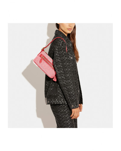 Sac DEMI en jacquard signature COACH CE736 Rouge