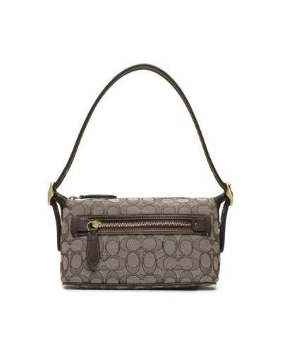 Sac DEMI en jacquard signature COACH CE736 Marron