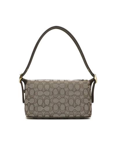 Sac DEMI en jacquard signature COACH CE736 Marron