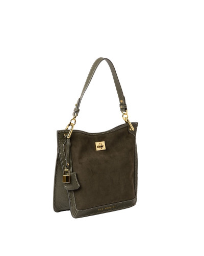 Sac porté épaule cuir bi-matière Kentucky ROMY S Vert Mousse