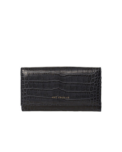 Compagnon cuir Façon  Croco Gondole ROMY Noir