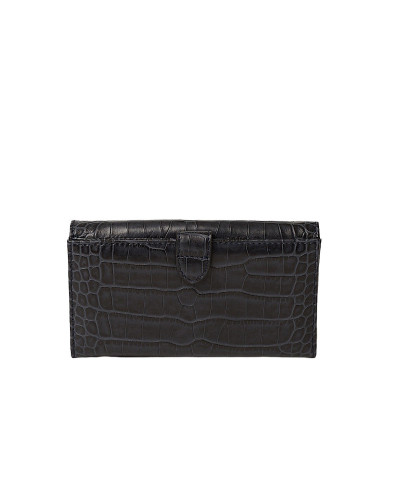 Compagnon cuir Façon  Croco Gondole ROMY Navy