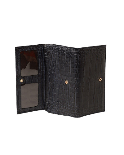 Compagnon cuir Façon  Croco Gondole ROMY Navy