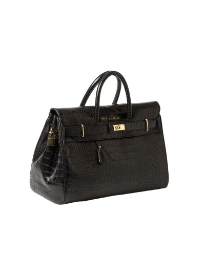 Grand sac à main cuir Façon Croco Pyla ROMY S Noir