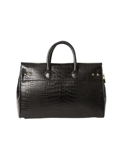 Grand sac à main cuir Façon Croco Pyla ROMY S Noir