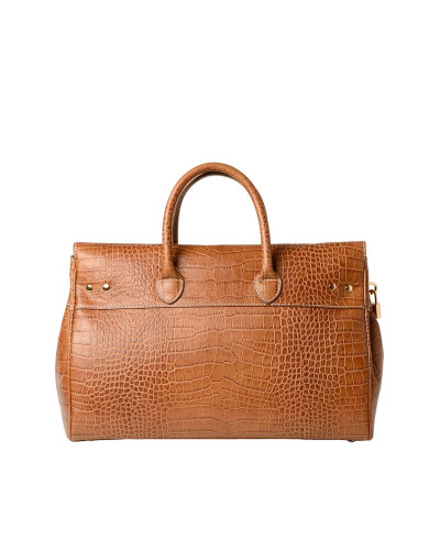 Grand sac à main cuir Façon Croco Pyla ROMY  S Noix