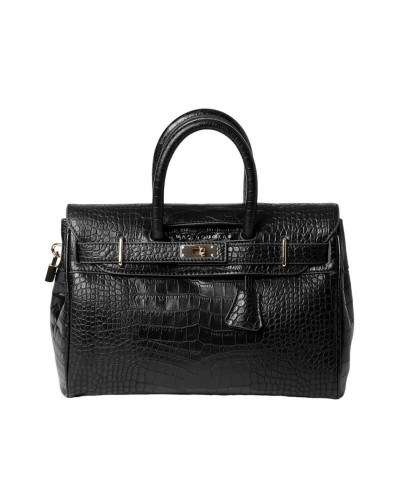 Sac à main cuir Façon Croco Pyla ROMY XS Noir