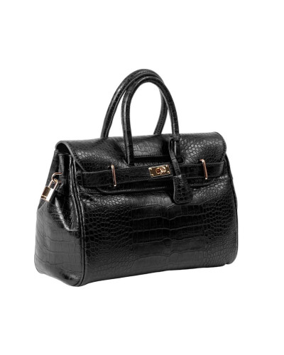 Sac à main cuir Façon Croco Pyla ROMY XS Noir