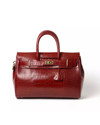 Sac à main cuir Façon Croco Pyla ROMY XS Carmin