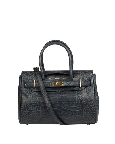 Petit sac à main cuir Façon Croco Pyla ROMY XXS Noir