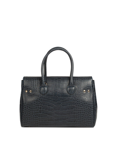 Petit sac à main cuir Façon Croco Pyla ROMY XXS Noir