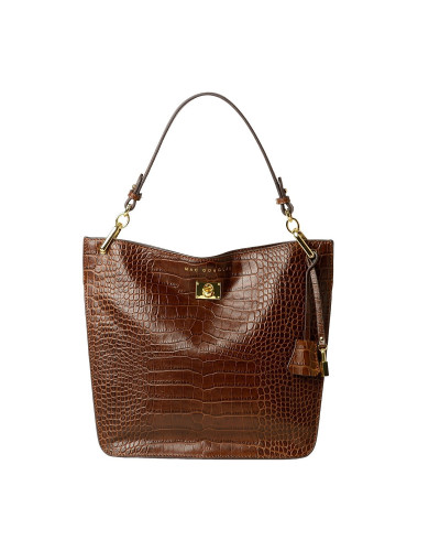 Sac Porté Epaule cuir Façon Croco Kentucky ROMY S Marron