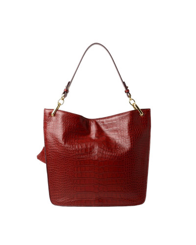 Sac Porté Epaule cuir Façon Croco Kentucky ROMY S Carmin