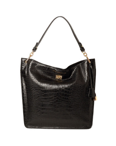 Grand Sac Porté Epaule cuir Façon Croco Kentucky ROMY M Noir