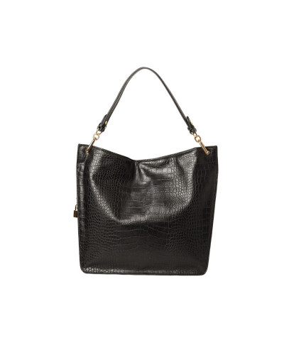 Grand Sac Porté Epaule cuir Façon Croco Kentucky ROMY M Noir