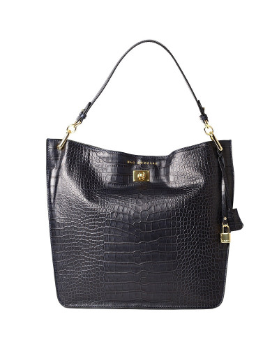 Grand Sac Porté Epaule cuir Façon Croco Kentucky ROMY M Navy