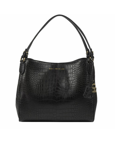 Sac Porté Epaule en cuir Façon Croco Dulcine ROMY M Noir