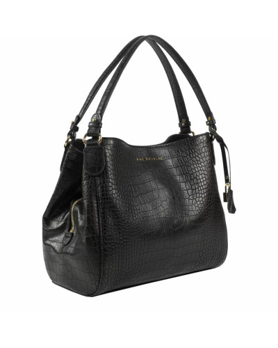 Sac Porté Epaule en cuir Façon Croco Dulcine ROMY M Noir