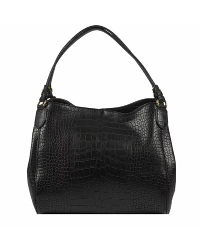 Sac Porté Epaule en cuir Façon Croco Dulcine ROMY M Noir