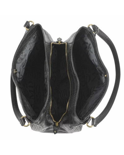 Sac Porté Epaule en cuir Façon Croco Dulcine ROMY M Noir