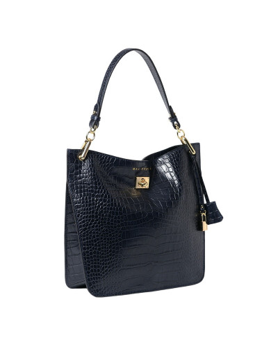 Sac Porté Epaule cuir Façon Croco Kentucky ROMY S Navy