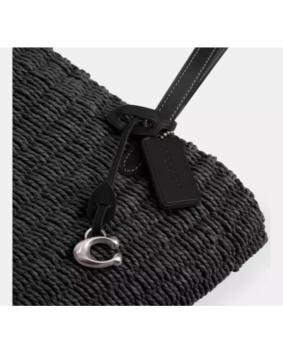 Petit Sac Cabas en paille COACH CQ785 Noir