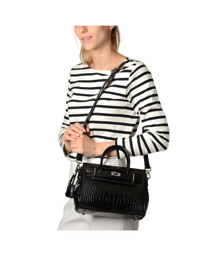 Sac Aspect Croco Pyla RYTHME Mini Noir