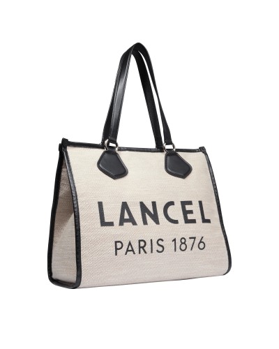 Sac Cabas Zippé L SUMMER TOTE de LANCEL A13310 Naturel/Noir