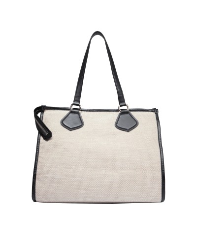 Sac Cabas Zippé L SUMMER TOTE de LANCEL A13310 Naturel/Noir