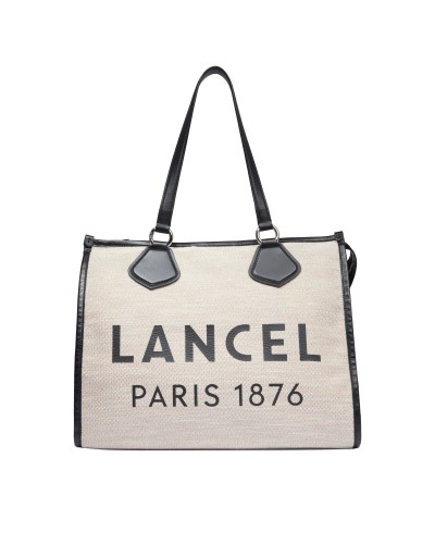 Sac Cabas Zippé L SUMMER TOTE de LANCEL A13310 Naturel/Noir